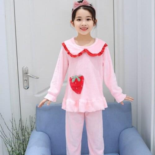 New Coral Fleecel Kids Pijamas Homewear Boys Girls Winter Children Fleece Pajamas Warm Flannel Sleepwear Loungewear Nightwear