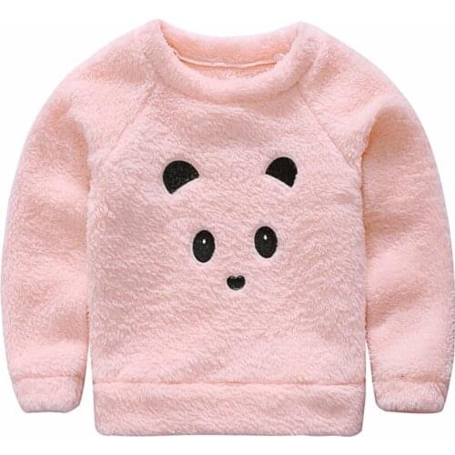 NEW Autumn Winter Pink Furry Little Bear Tops Kids Warm Cotton Long Sleeve Coats Children Outwear Clothes Costume