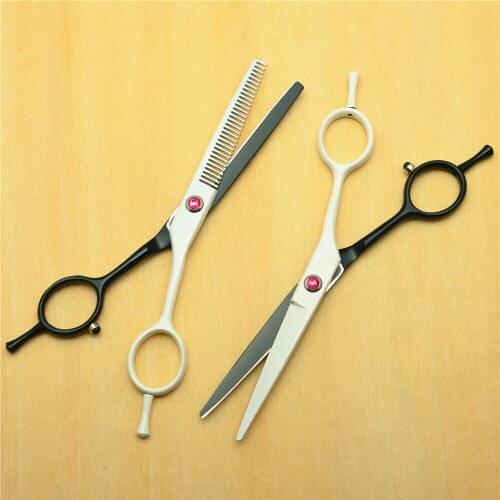 2Pcs CUSTOMIZED LOGO 5.5 inch White 440C Professional Human Hair Scissors Hairdressing Cutting Shears + Thinning Scissors C1012