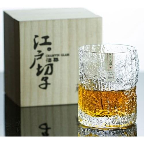 Limited Japanese Style Edo Whisky Glass Master Hand Made Wine Lead Free Glass Japanese Whiskey Cup Ins Wooden Box Packing