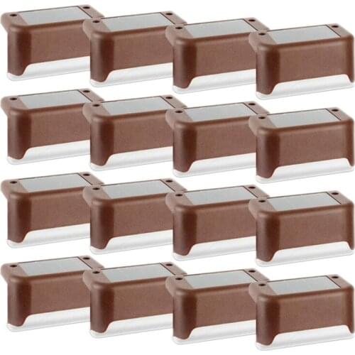 Promotion! Solar Deck Lights 16 Pcs Solar Step Lights Outdoor Waterproof Led Solar Fence Lamp Warm White
