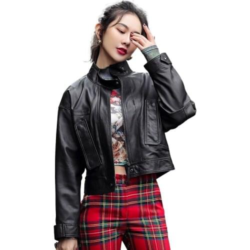 Ptslan 2020 New fashion Womens Genuine Leather Sheepskin Good Quality Jackets Classic P7020