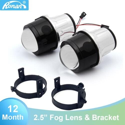 Ronan 2pcs H11 Metal holder use H8 H9 HID Bulbs 2.5''Bi-Xenon Fog Light Projector Lens Car Styling for CX5 CX7 MX5 DIY retrofit
