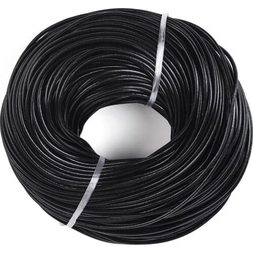 100M 3mm Cowhide Leather Cord Black Leather Jewelry Cord Strips for DIY Jewelry Making Bracelet Neckacle Beading Making Findings