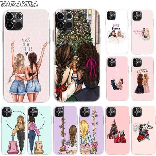 Silicone Case Coque For Apple iPhone 12 Max 11 Pro Max X XS Max XR SE 2020 7 8 6 6s Plus Cover Fundas Girls Bff Best Friends
