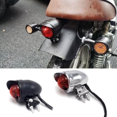 Newness Motorcycle Red 12V LED Adjustable Cafe Racer Style Stop Tail Light Motorbike Brake Rear Lamp Taillight for Chopper
