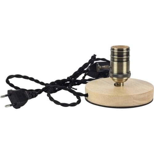 Vintage Wooden Table Lamps E27 Scoket Wooden Metal Desk Lamp Base for Bedside Living Room Hallway Coffee Bar Decor