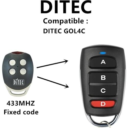 DITEC GOL4C Replacement remote control transmitte clone 433.92/433MHz fixed code key fobs
