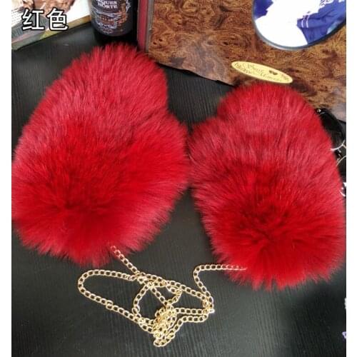 Womens fashion natural fox fur leather halter neck glove ladys winter thicken warm luxurious fox fur mitten glove R586