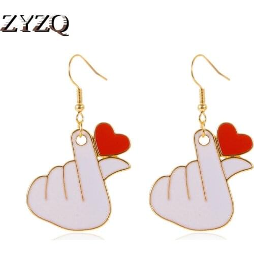 ZYZQ Sweet Love Heart Earrings For Women Adorable Gold Color Piercing Ladies Drop Earring Girls 2021 Party Jewelry