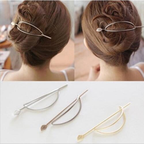 1pc New Korean Fashion Hair Accessories Simple Oval Hollow Tree Leaves Hairpins Hair Temperament Fashion Metal Hairpin Jewelry