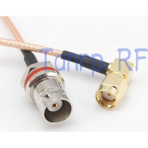 1PCS RG316 3feet mini BNC female nut bulkhead to RP SMA male right angle RF adapter connector 1m Pigtail coaxial jumper cable