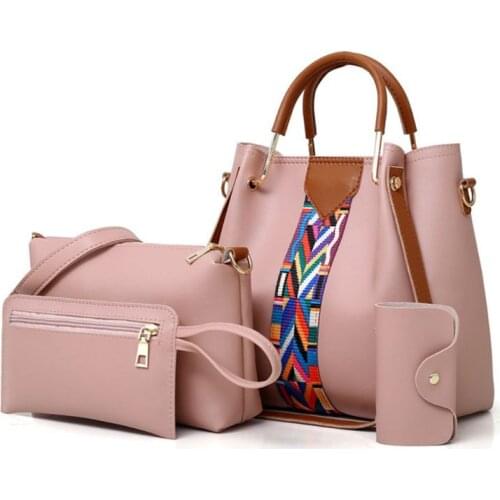 4PCS/Set Women Lady Leather Shoulder Bag Handbag Satchel Top Handle Bag Hobo Clutch Coin Purse Wallet G5AE