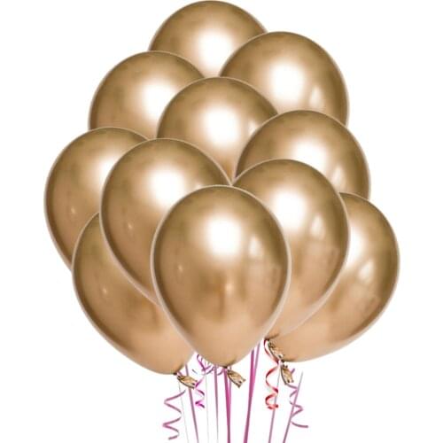 50pcs 10 Inches Latex Thicken Balloons Metallic Color Party Ornaments Supplies (Golden)