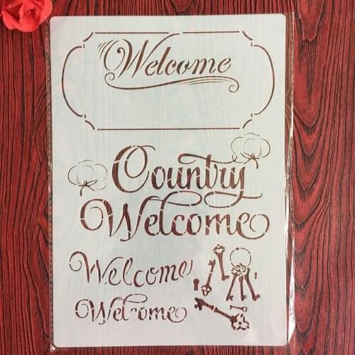 A4 29 *21cm welcome DIY Stencils Wall Painting Scrapbook Coloring Embossing Album Decorative Paper Card Template,wall