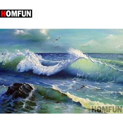 HOMFUN Full Drill Diamond Painting "Sea scenery" DIY Picture Of Rhinestone 5D Diamond Embroidery Cross Stitch Decor A13031