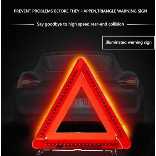 Universal Auto Car LED Red Warning Triangle Reflective Led Strips Reflective Tape Cars Reflectors Emergency Stop Sign