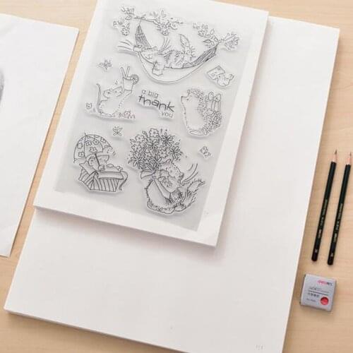 Thank Hedgehog Silicone Clear Seal Stamp DIY Scrapbooking Embossing Photo Album Decorative W3JE