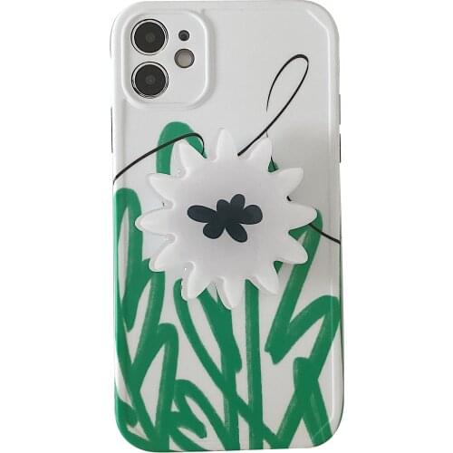 Korean Style Flower Stand Knot Case for iPhone 11 12 Pro Max 8 7 Plus Xr Xs Max X SE 2020 12 Soft Back Cover Coque Capa