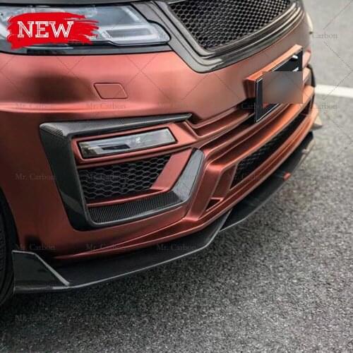 FOR RANGE ROVER VELAR CMST STYLE CARBON FIBER FOG COVER TRIM BODY KIT TUNING PART FOR VELAR CARBON FRONT CANARD RACING