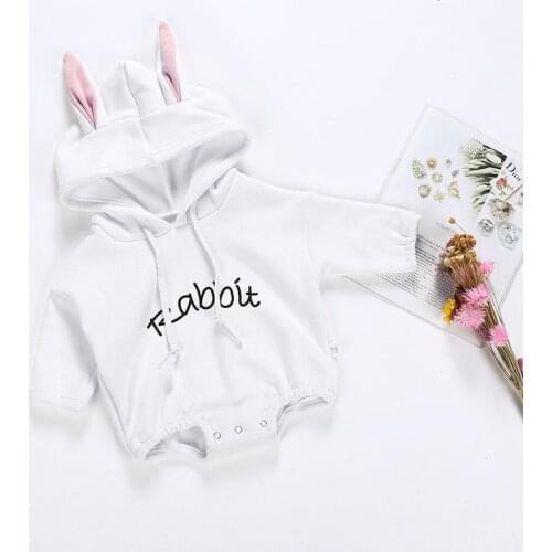 Todder Kid Baby Boy Girl Long sleeveRabbit Letter Pullover Sweatshirt Tops Romper Newborn Baby Winter Warm Clothes Rompers