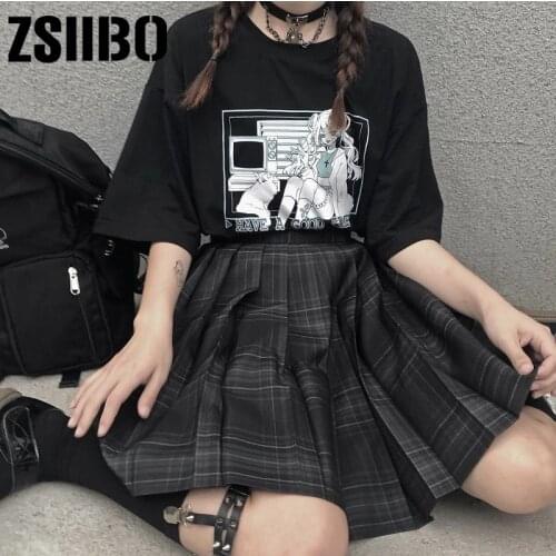 Футболка Harajuku Print Black Crop Women T-shirts Streetwear Short Sleeve Top Tee Female Kawaii y2k mujer gothic kpop E-girl