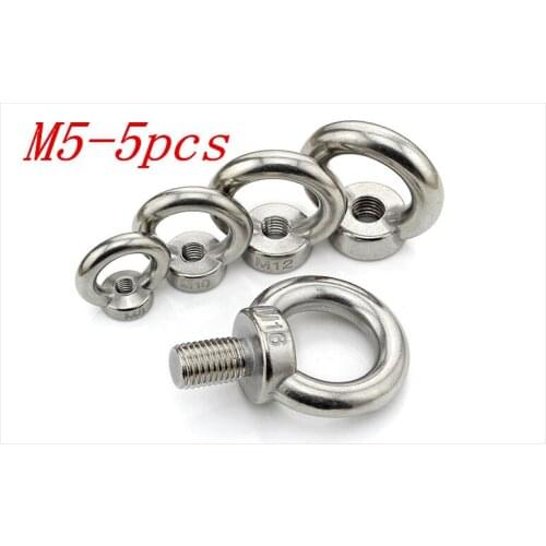 Metric M5 304 Stainless Steel Lifting Eye Nut Ring Shape Nuts 5Pcs/Lot Free Shipping