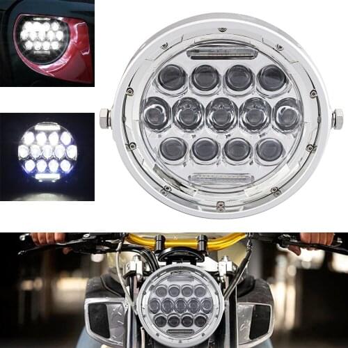 Chrome Motorcycle 7 Inch Headlight LED Headlamp For Harley Touring Electra Glide Softail Fat Boy Projection Headlight Assembly