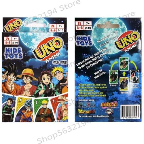 UNO Games Anime One Piece Naruto Dragon Ball Z Demon Slayer Card Game Family Funny Entertainment Board Game Kids Toys Gift Box
