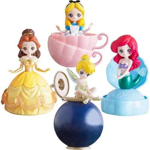 Disney Princess Action Figure Toys Ball Tinker Bell Bella Alice Ariel Model Decoration Toys Twisted Egg Toy Girls Christmas Gift