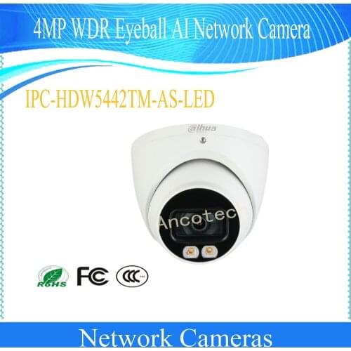 DAHUA Security IP Camera 4MP Day/Night WDR Surveillance IR Eyeball AI Network Camera IP67 IPC-HDW5442TM-AS-LED DAHUA IP Camera