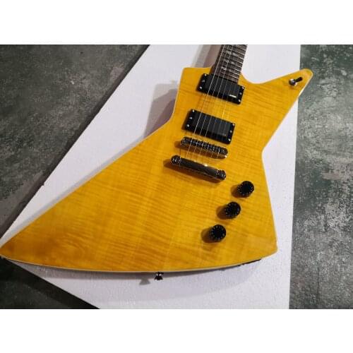 Custom 6 string yellow guitar,irregular guitar,pearl shell inlay,mahogany neck,HH pickup,chrome hardware