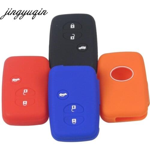 Jingyuqin 30pcs Car Remote Silicone Key Case for Toyota Land Cruiser Camry Highlander Crown Prado Prius Car Keychain Set Cover