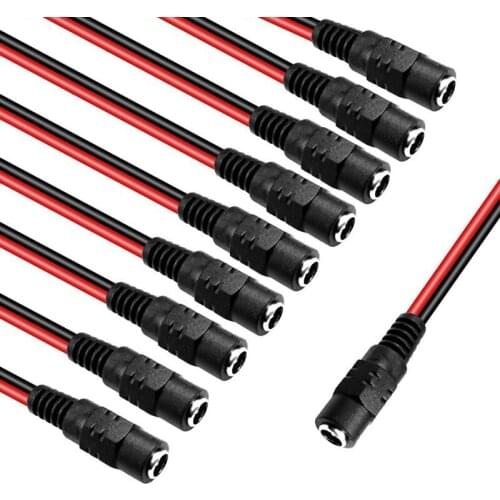 DC 5.5*2.1mm AWG 22 (0.3mm) Red&Black Female Jack Connector Cable for SMD5050/5630/5730 LED Strip Light connect to Power Supply