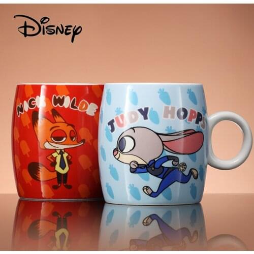 Disney Zootopia 300ML Mug Q Edition Cartoon Nick Judy Ceramic Cup Cute Child Boy Girl Cup Office Milk Coffee Cups Christmas Gift