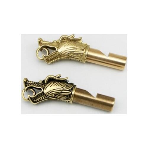 Collection archaize brass dragon head whistle key ring