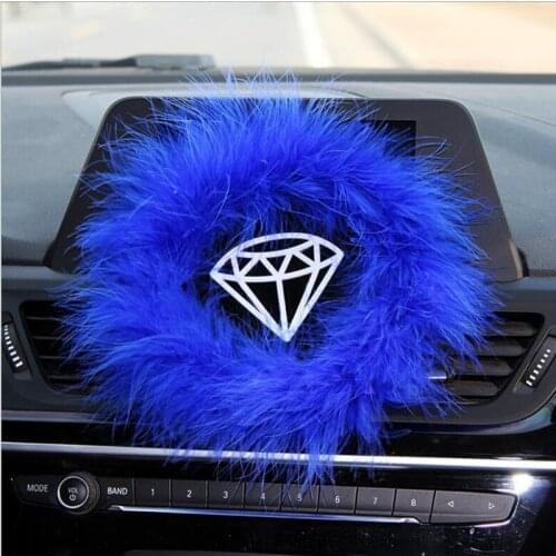 Creative Diamond Turkey Feather Round Mat Car Anti-skid Mad Car Central Control Instrument Panel Feather Storage Car Decoration