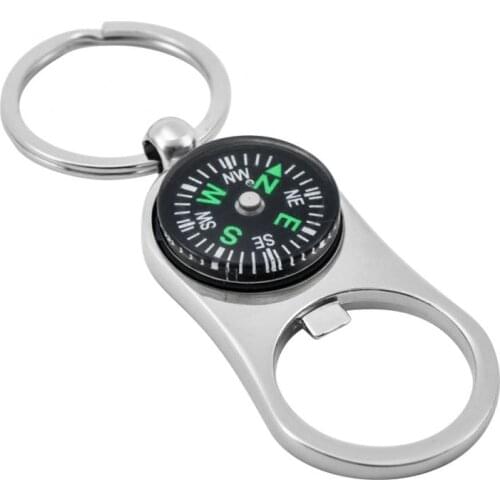 Creative Mini Compass Bottle Opener Zinc Alloy Keychain Men Portable Car Key Ring Gift