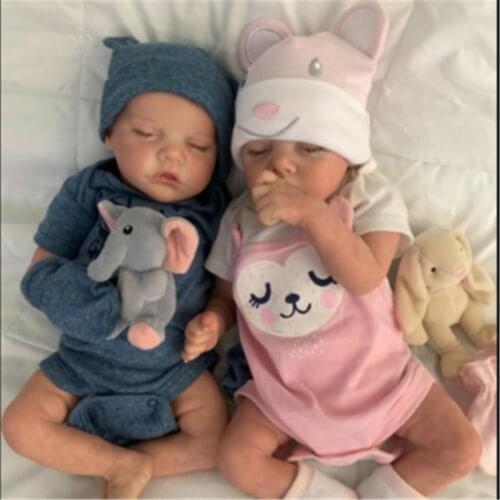 17Inch 43CM Reborn Doll Twin B Blank Kit Realistic Newborn Fabric Body Bebe Reborn Doll Unpainted Unfinished Doll Parts DIY Kit