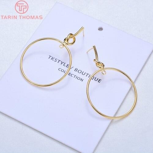 4pcs Diameter 35mm 24k Gold Color Brass Round Shape Wire Earrings Loop High Quality Diy Accessories Jewelry Findings