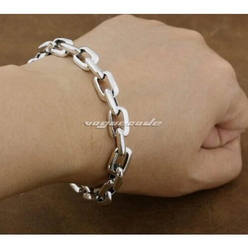 7 Lengths 925 Sterling Silver Handmade Mens Biker Rocker Punk Bracelet 8W007
