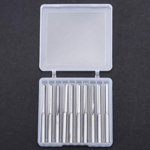 10pcs 2 Flute End Mill Set 3.175mm 22mm Carbide CNC Router Bits Milling Cutter For Working Tools