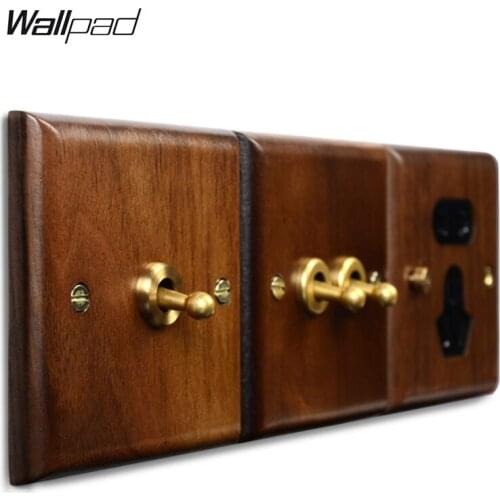 Wood Toggle 1 2 3 4 Gang Wall Switch EU French UK USB Wall Socket Data CAT6 Socket TV Satellite Dimmer Wallpad Z8