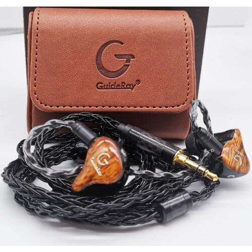 GuideRay GR-T20 Dynami 2 Balanced Armature Ugin Wood panel DD+2BA Hybrid Bass Hifi Music Monitor Studio Earphone Earbuds 0.78mm