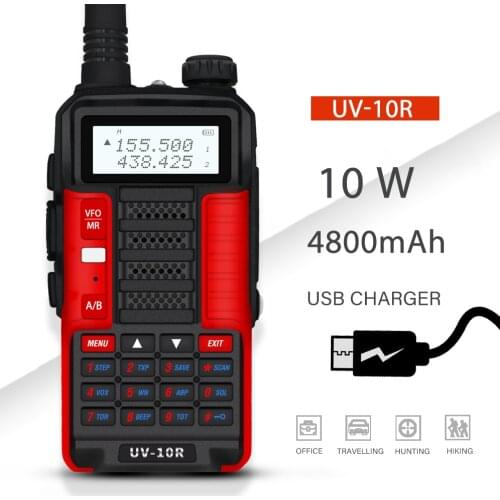 New UV-10R Baofeng Larger Power 10W Walkie Talkie Two Way Radio UHF/VHF Dual Band CB Ham Radio Upadate to UV-5R HF Transceiver