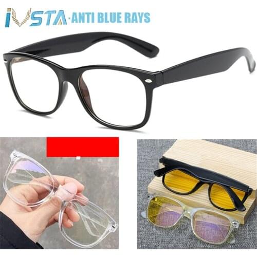 IVSTA Clear Glasses Computer Anti Blue Rays Blue Light Blocking Square Gaming Glasses Men Prescription Frame Myopia Rivet 2140