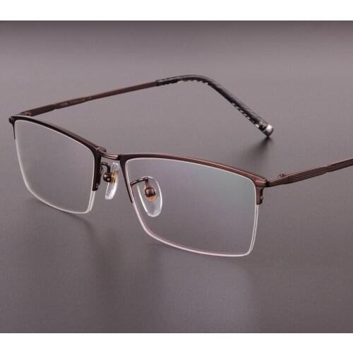 Genuine High-end Business Men Glasses Pure Titanium Half Box Frame Mens Glasses Frames Prescription Glasses