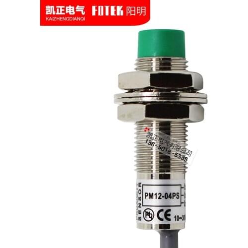 Original authentic Taiwan normally open FOTEK proximity switch PM12-04PS PNP short tube detection distance 4mm wire length 2m