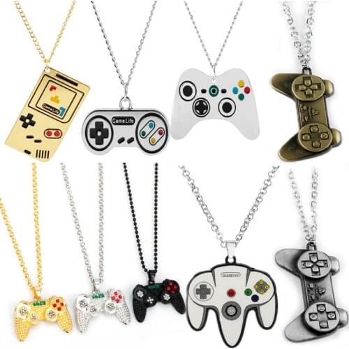 Gamepad Game Controller Pendant Necklaces Creative Gameing Hip-Hop Jewelry Metal Gold Colour for Women Men Gift