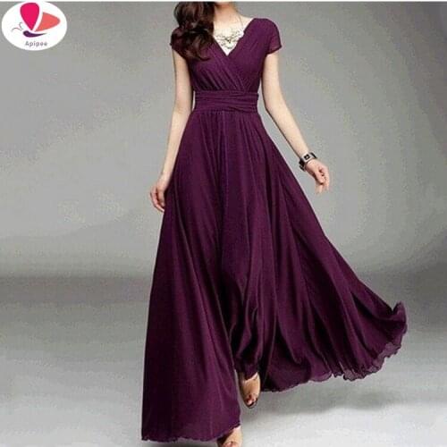 2021 Plus Size Xxxxxl Sexy Women 'S Fashion Loose Slim V Neck Floor Length Dress Boho Beach Long Slash Dresses Vestidos De Festa